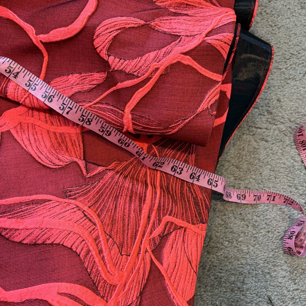 Amsale New Italian Fluorescent Floral Jacquard Gown In Coral Black Size 14 - Picture 12 of 16